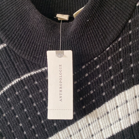 Moth Anthropology Womens Black White Sleeveless Mock Neck Sweater Dress Size S - Picture 5 of 6